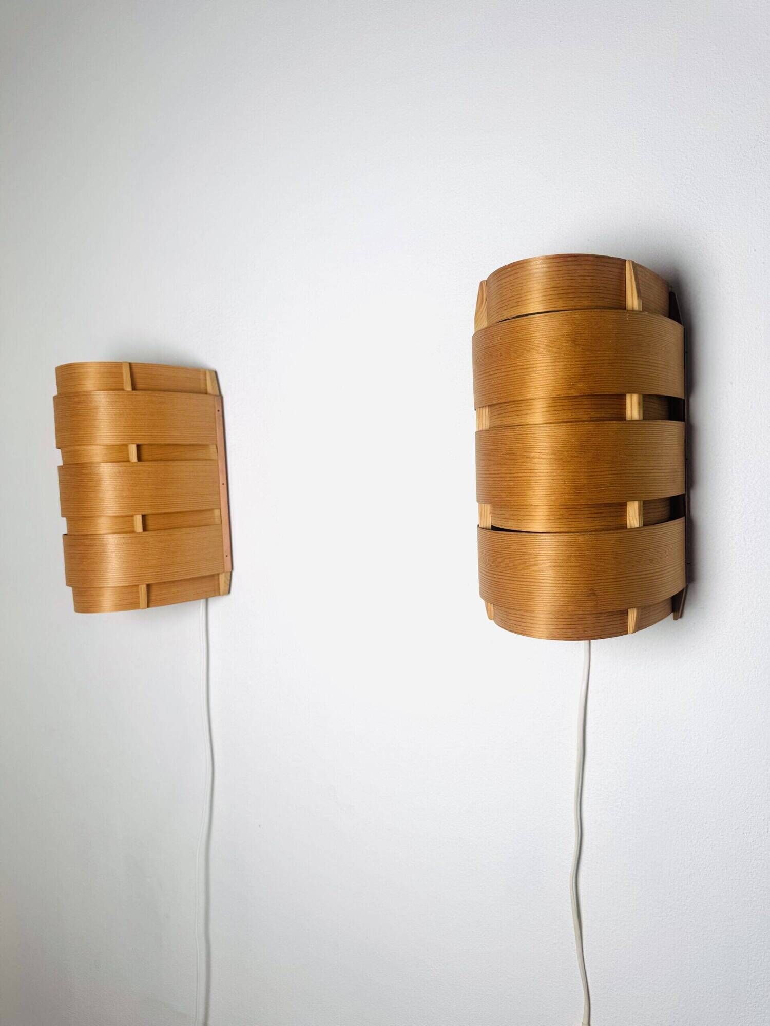Model V155 Curved Pine Veneer Wall Lamps By Hans-Agne Jakobsson For Markaryd, Sweden 1960S