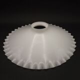 French Frilled Glass Pendant Shade White Opaline Glass Scalloped Edge 256