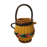 Pitcher 1960 terracotta and scoubidou vase pot with carafe cove