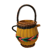 Pitcher 1960 terracotta and scoubidou vase pot with carafe cove