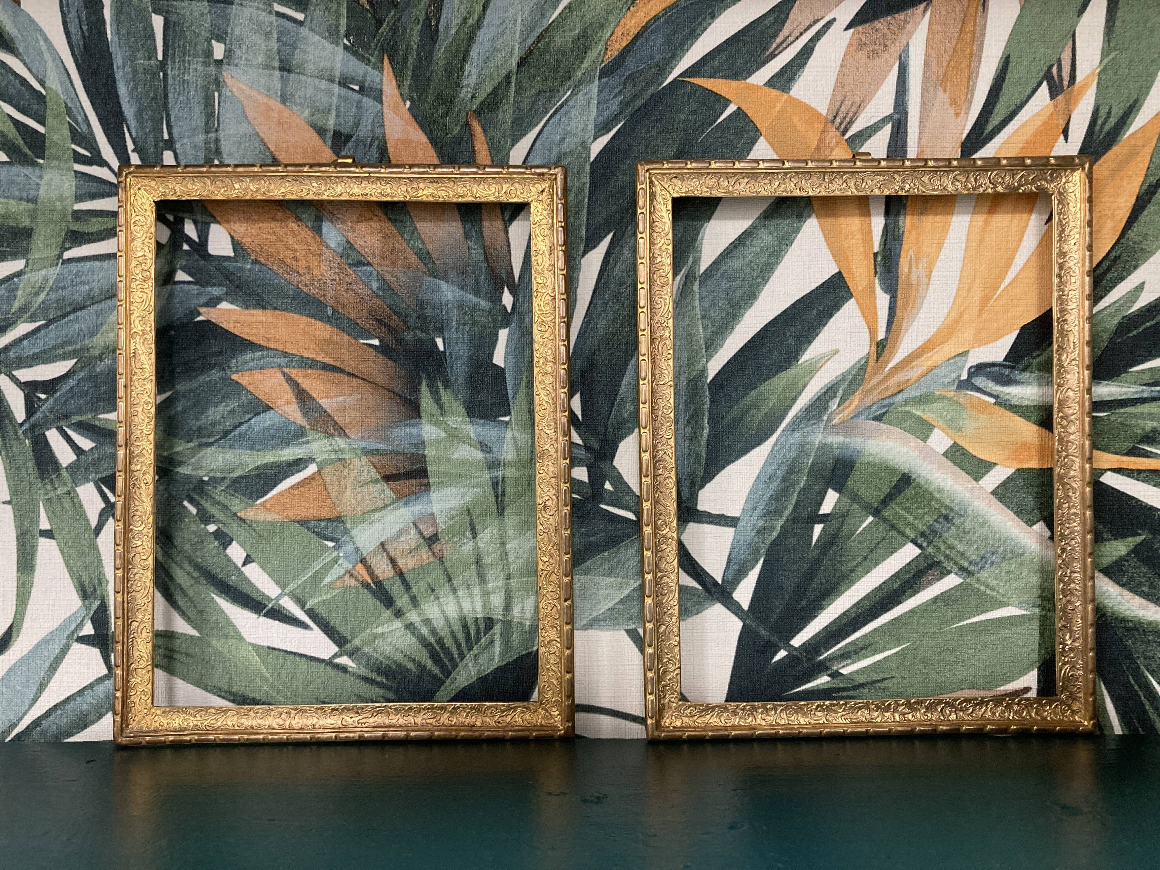 Pair of gold brass frames