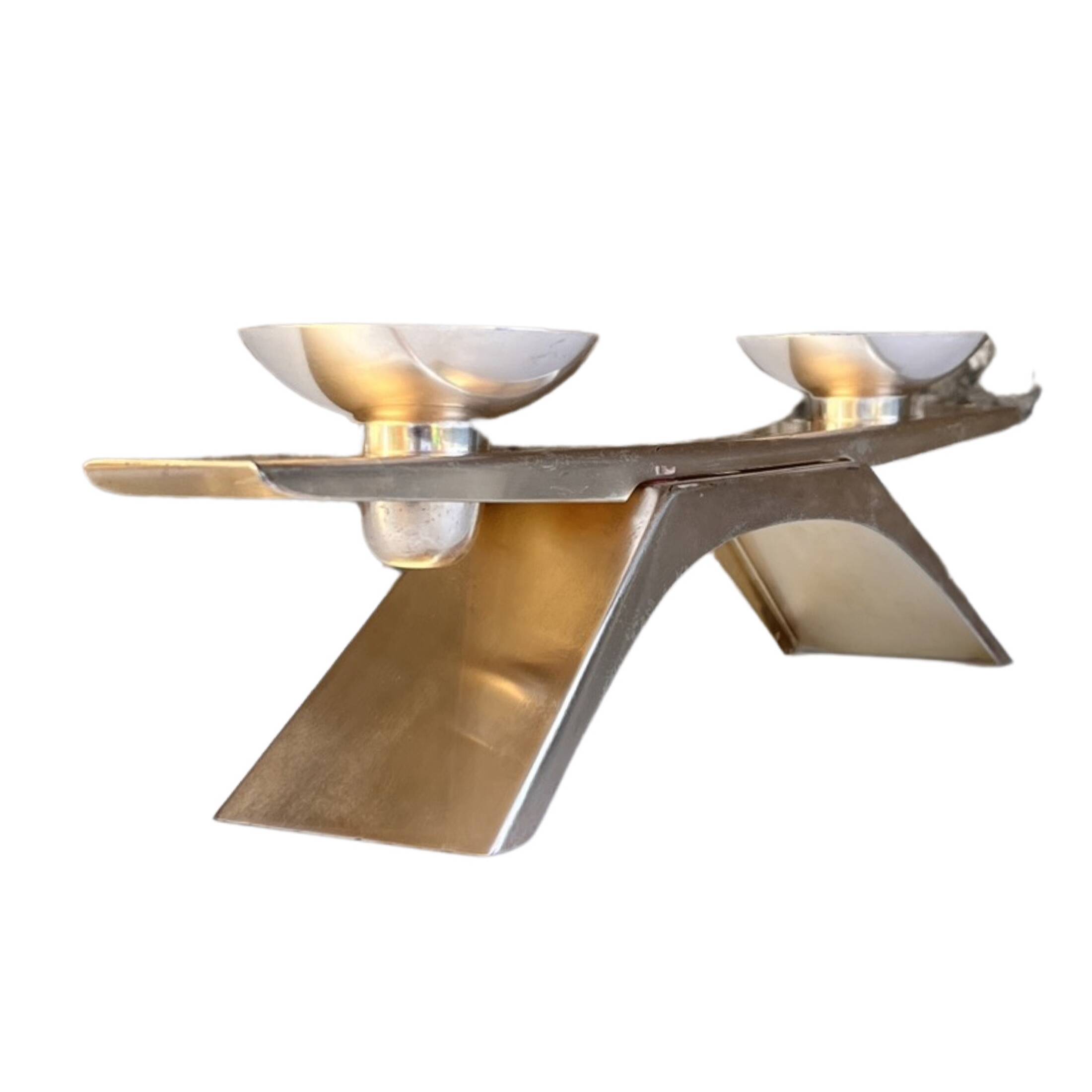 Silver-plated Ikora candlestick designed by K. Radtke WMF 1961