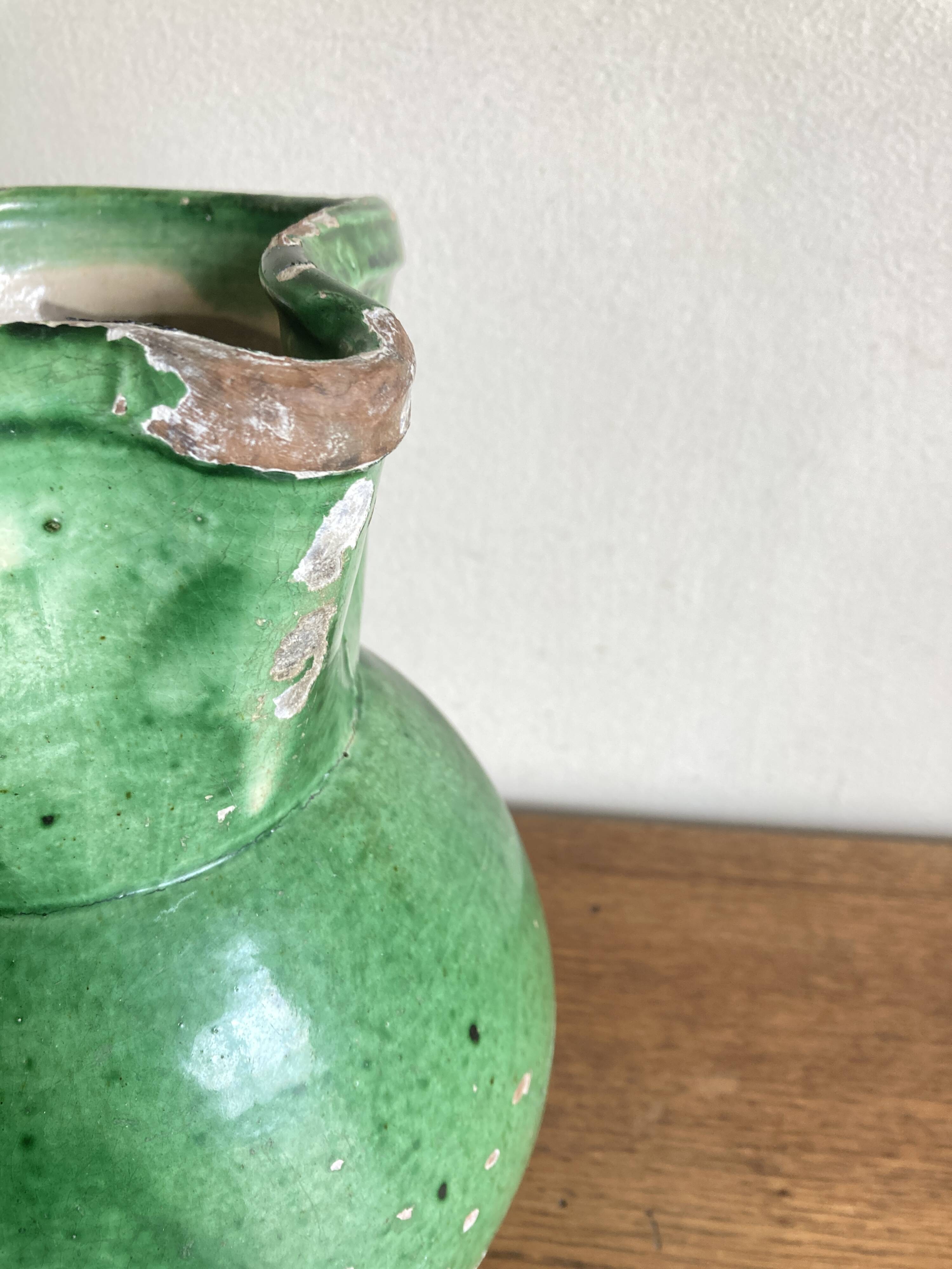 Vase pitcher Sicily Italy in glazed earthenware folk art 1950