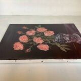 Bouquet of roses oil on canvas painting signed