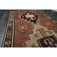 Vintage Turkish Oushak handmade wool cotton brown runner rug 137X338