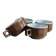 Vintage ceramic bistro set in brown – set of 4 cups and saucers
