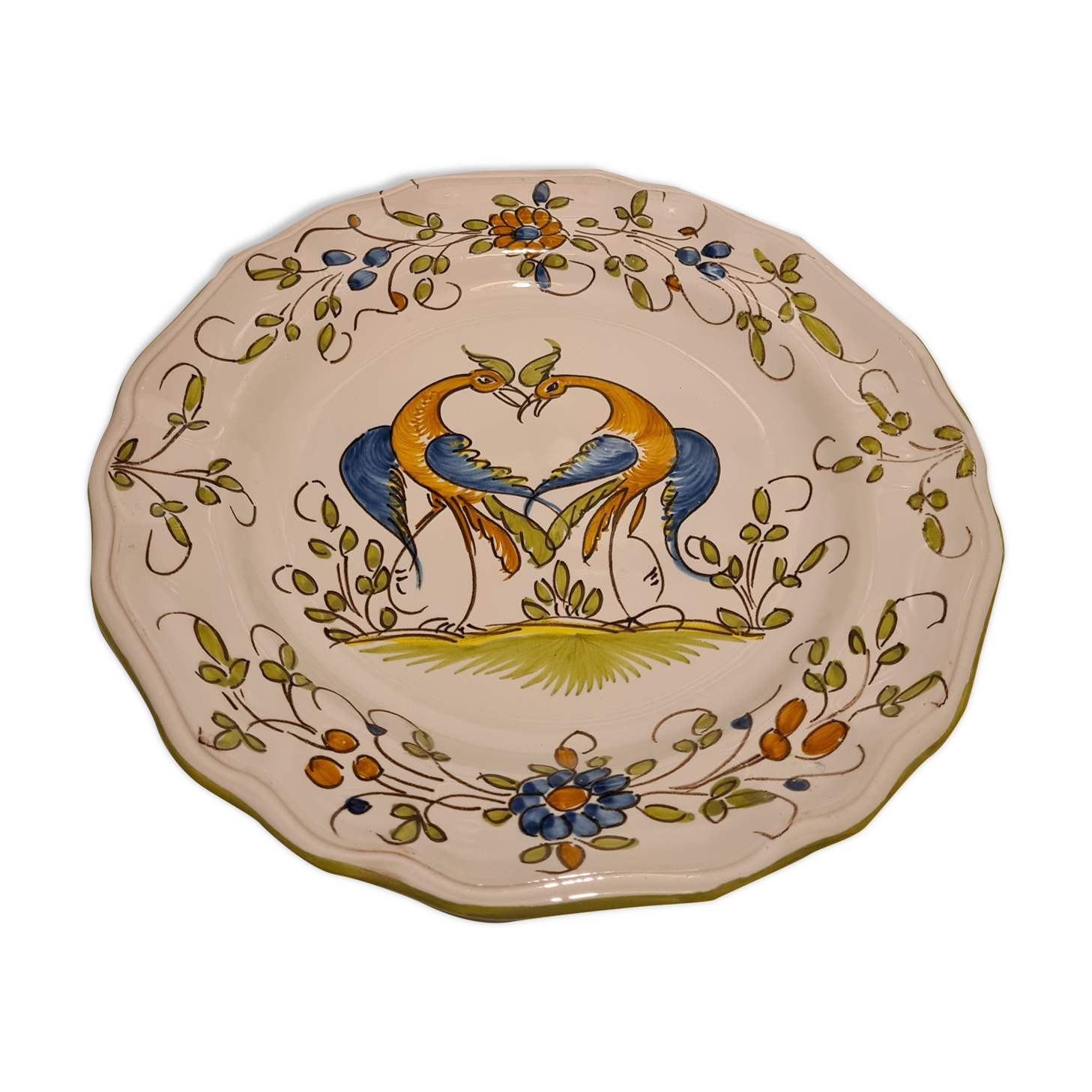 Decorative plate Moustier decoration birds