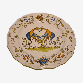 Decorative plate Moustier decoration birds