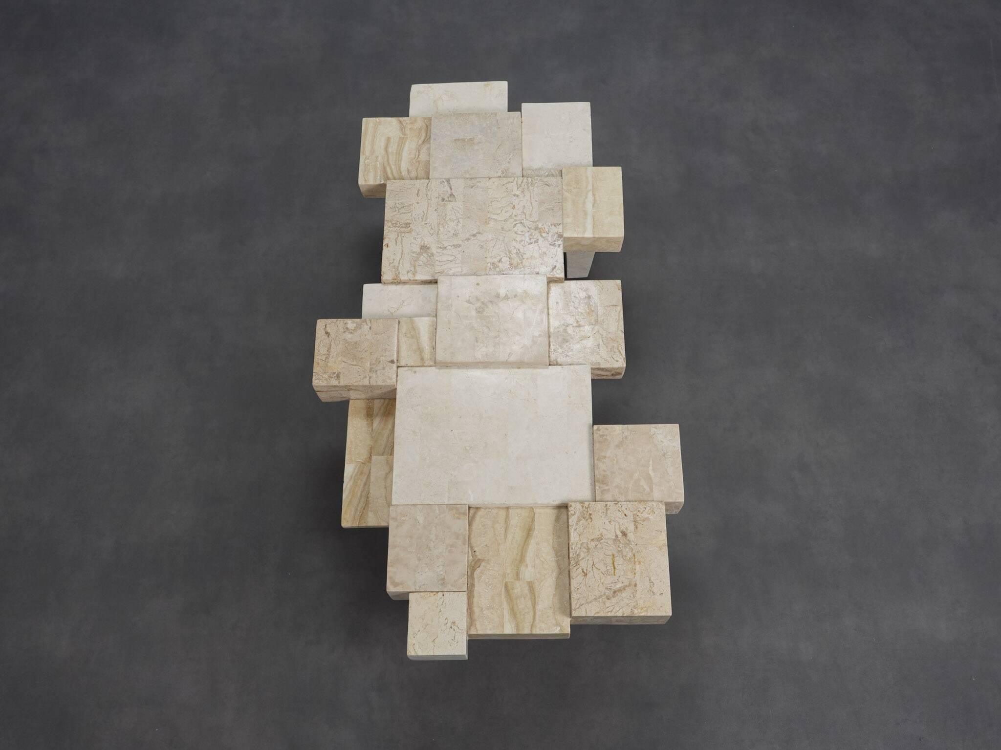 Rare architectural travertine coffee table, Belgium, 1970s