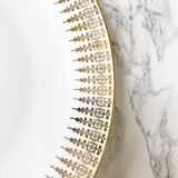 Six white and gold porcelain dessert plates