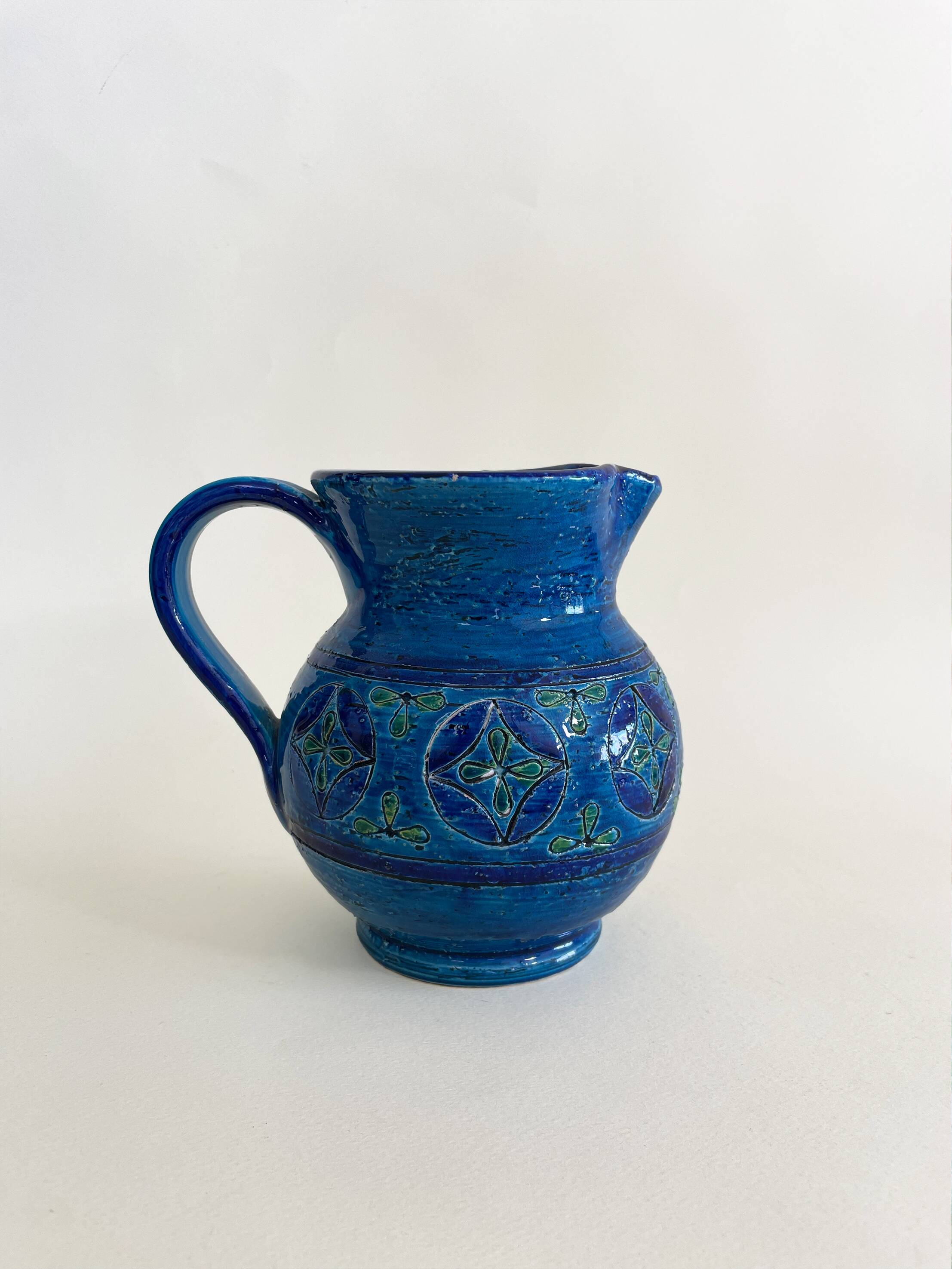 Rimini Blu Ceramic Pitcher by Aldo Londi for Bitossi