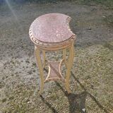Transitional 1900s Style Patinated Pedestal Table with Dimensi Marble Top
