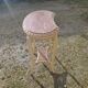 Patinated pedestal table in the transitional style of the 1900s with a marble top. Dimensions