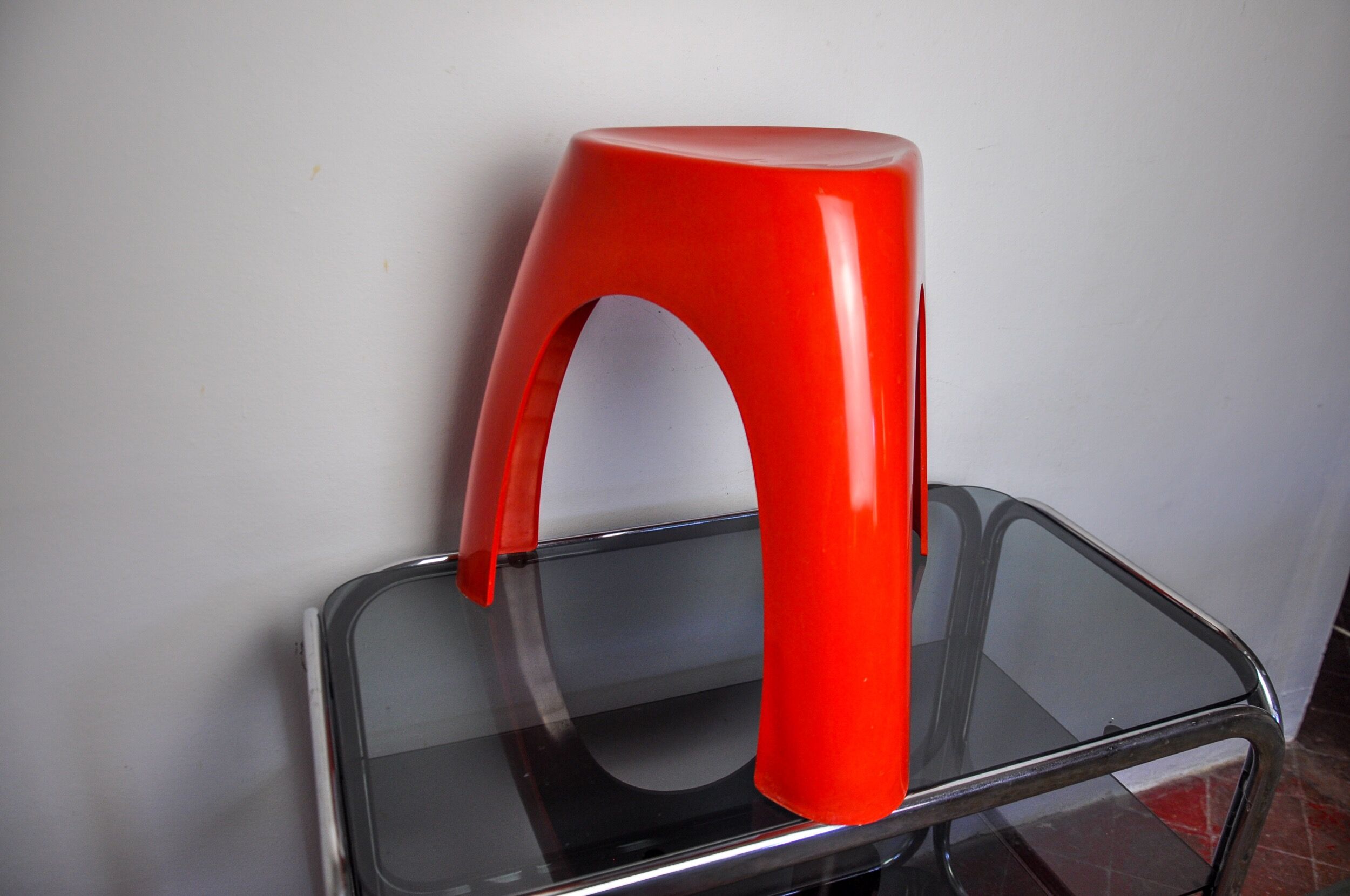 Red elephant stool by vilmer, spain, 1980