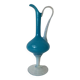 Vase pichet Aiguière piédouche verre soufflé bleu opalin