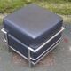 1980 leather and chrome metal pouf