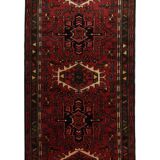 Tapis de couloir vintage en laine rouge à motifs géométriques, style oriental des années 1960