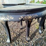 Table basse décor asiatique incrustation de nacres ancienne vintage