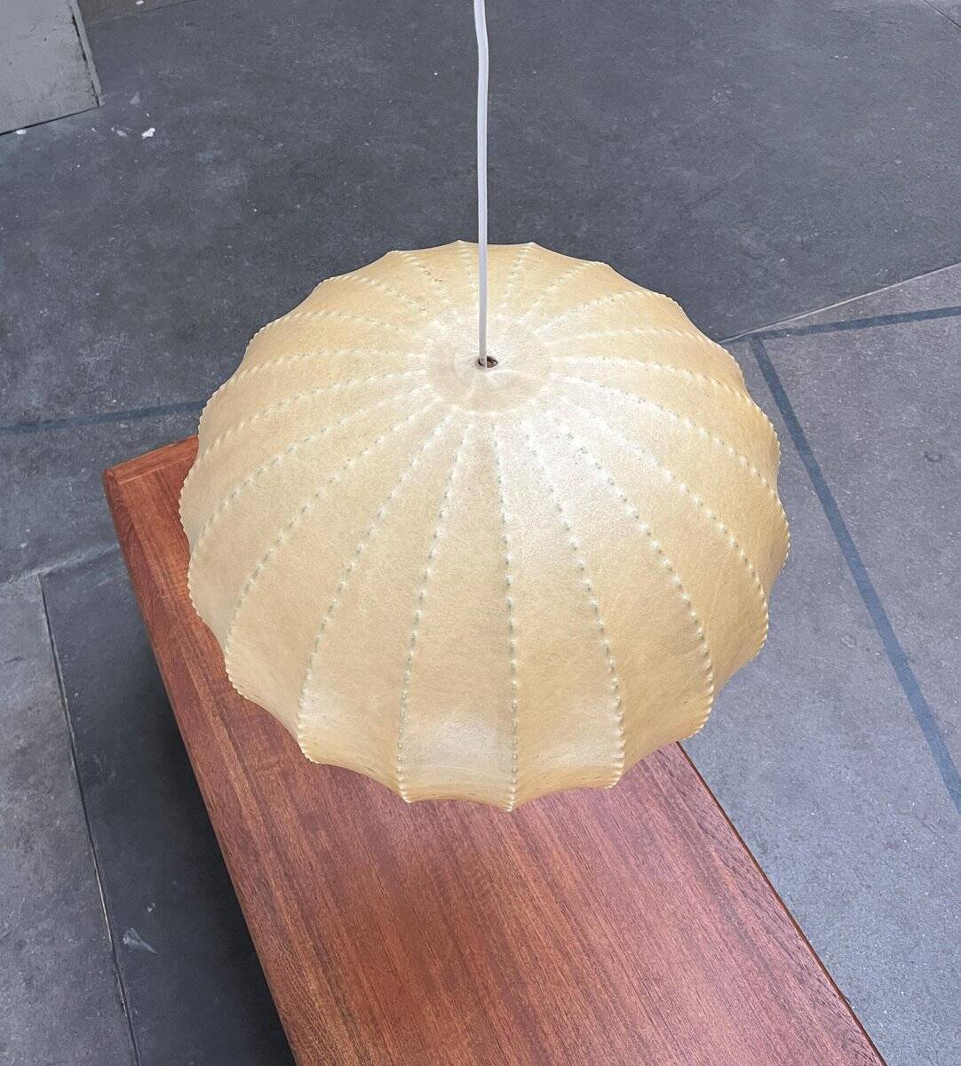 Modern mid-century German cocoon pendant lamp by Friedel Wauer for Goldkant Leuchten, 1960s.