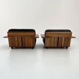 Pair of black leather "Pianura" armchairs by Mario Bellini for Cassina, 1970