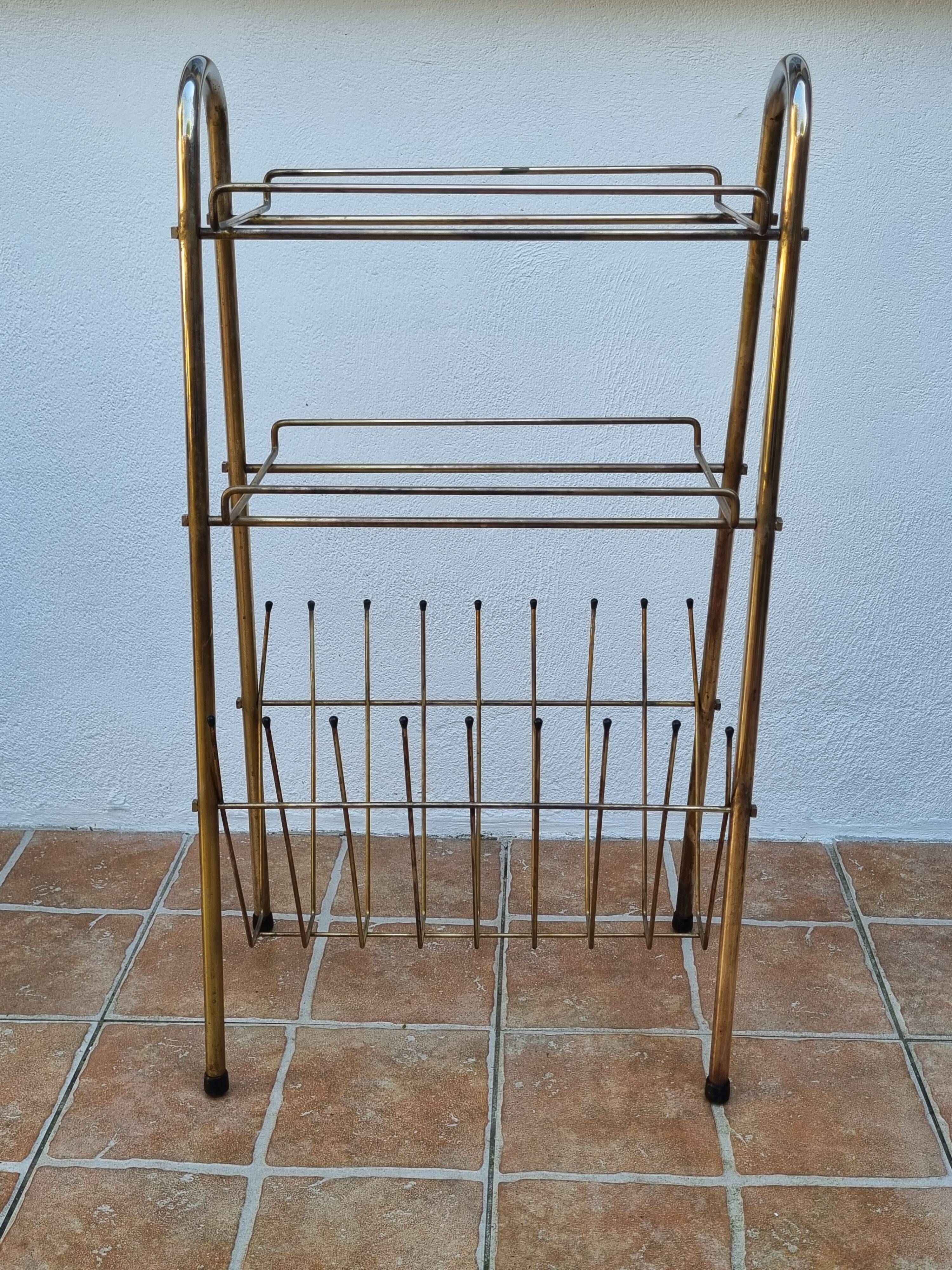 Entrance shelf shoe holder, vintage magazine door in tubular steel, 80 cm