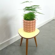 Table à plantes jaune avec pieds en bois 1950, table d'appoint