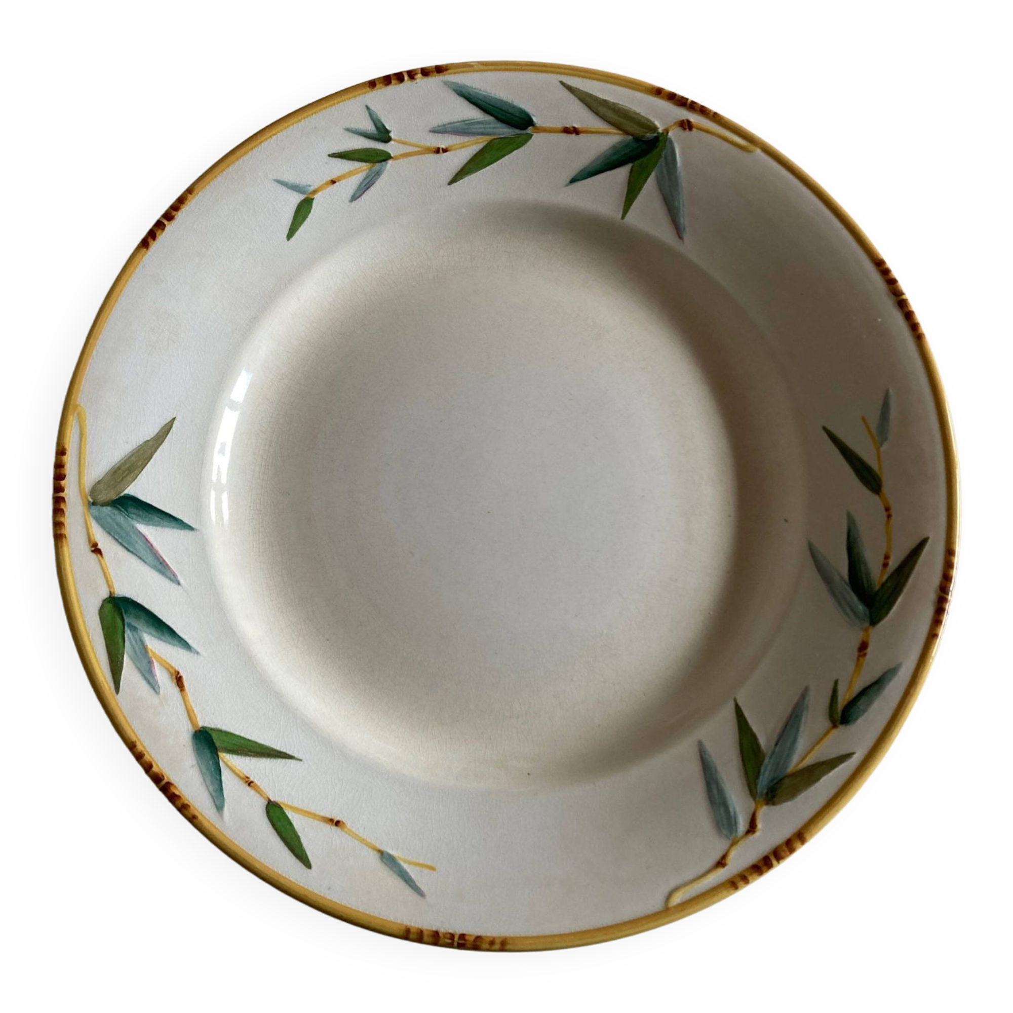 Set of 7 Sarreguemines Bamboo 1880 ironstone plates