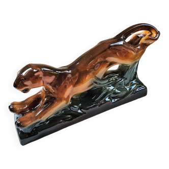 Sainte-Radegonde. Art Deco panther in glazed ceramic