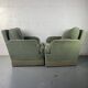 Pair of green velvet club armchairs