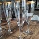 Set of 5 champagne flutes in crystal frieze and golden border