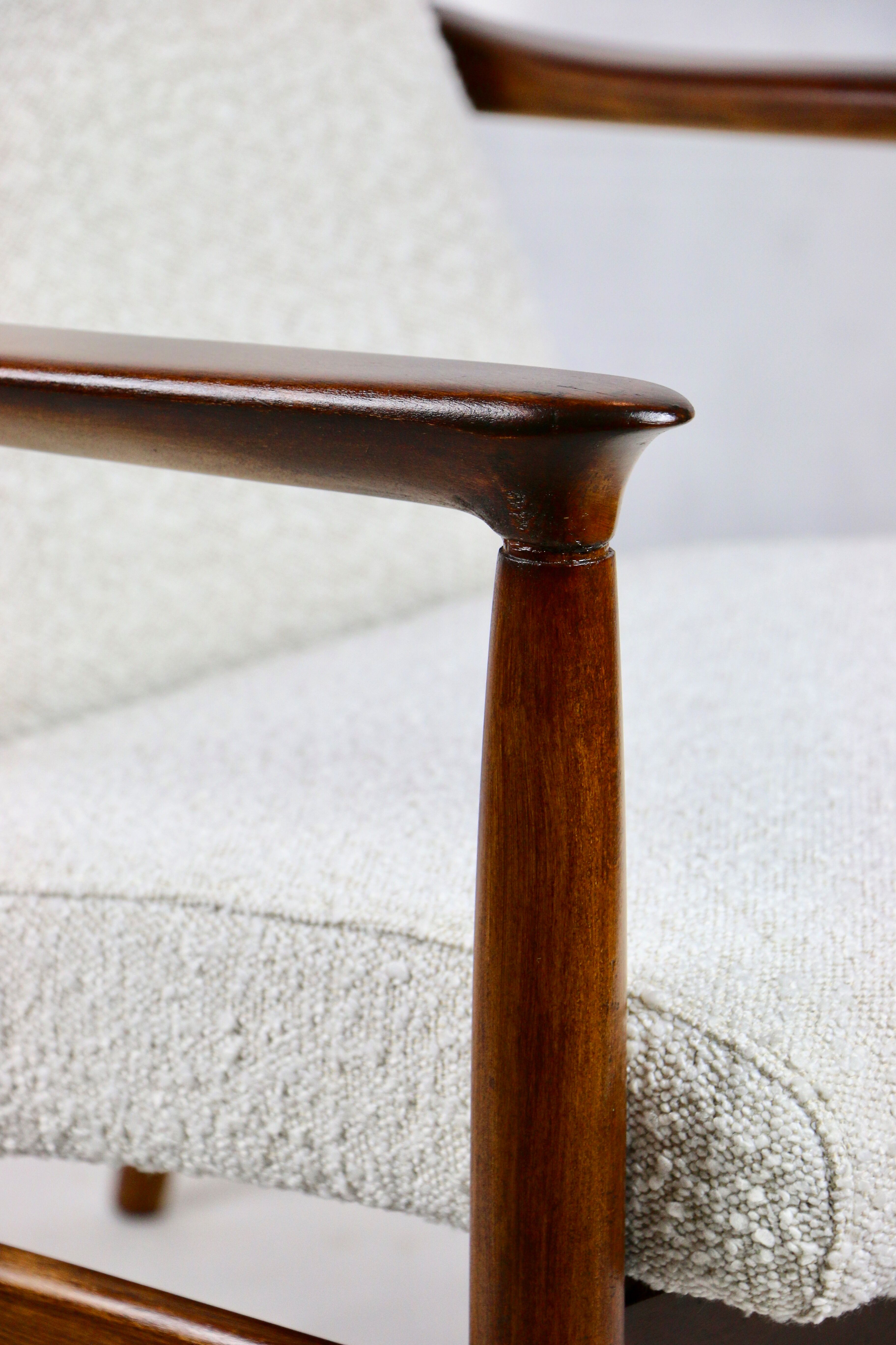 White Boucle GFM-64 armchair by Edmund Homa, 1970s