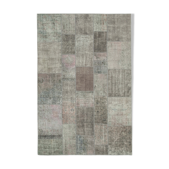 Tapis anatolien surteint fait à la main 200 cm x 297 cm tapis patchwork gris