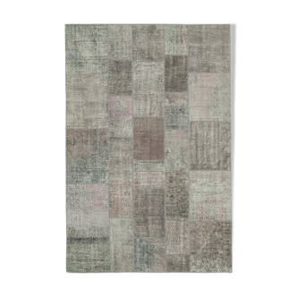 Handmade Anatolian Overdyed 200 cm x 297 cm Grey Patchwork Carpet