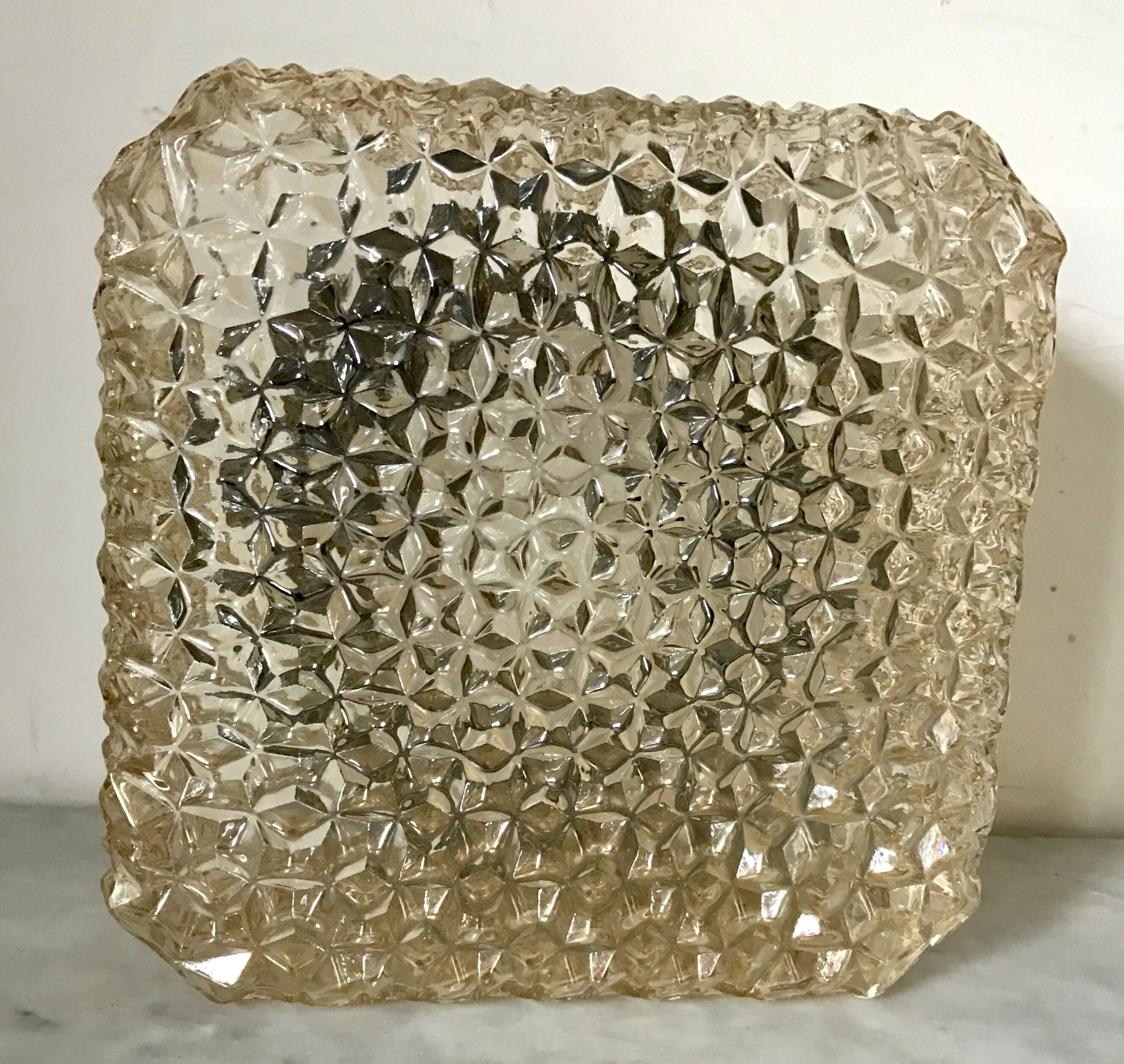 Amber moulded glass ceiling lighten circa 1960