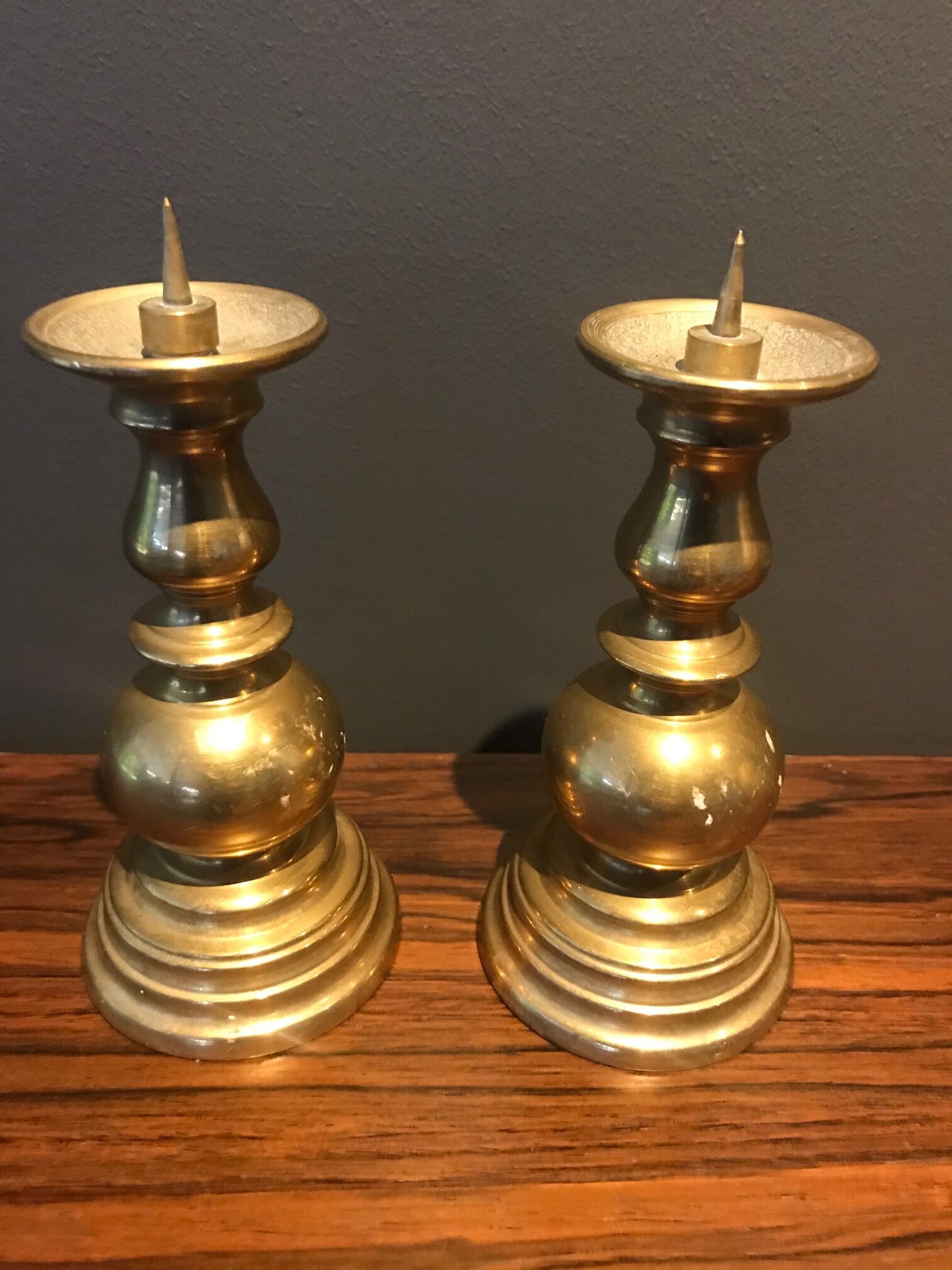 pair of small brass candlesticks in the 70s