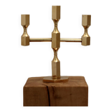 Three-Arm Swedish Brass Candelabra by Gusum circa 1970