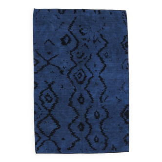 7x10 Navy Blue & Black Turkish Kilim Rug, 204x296Cm