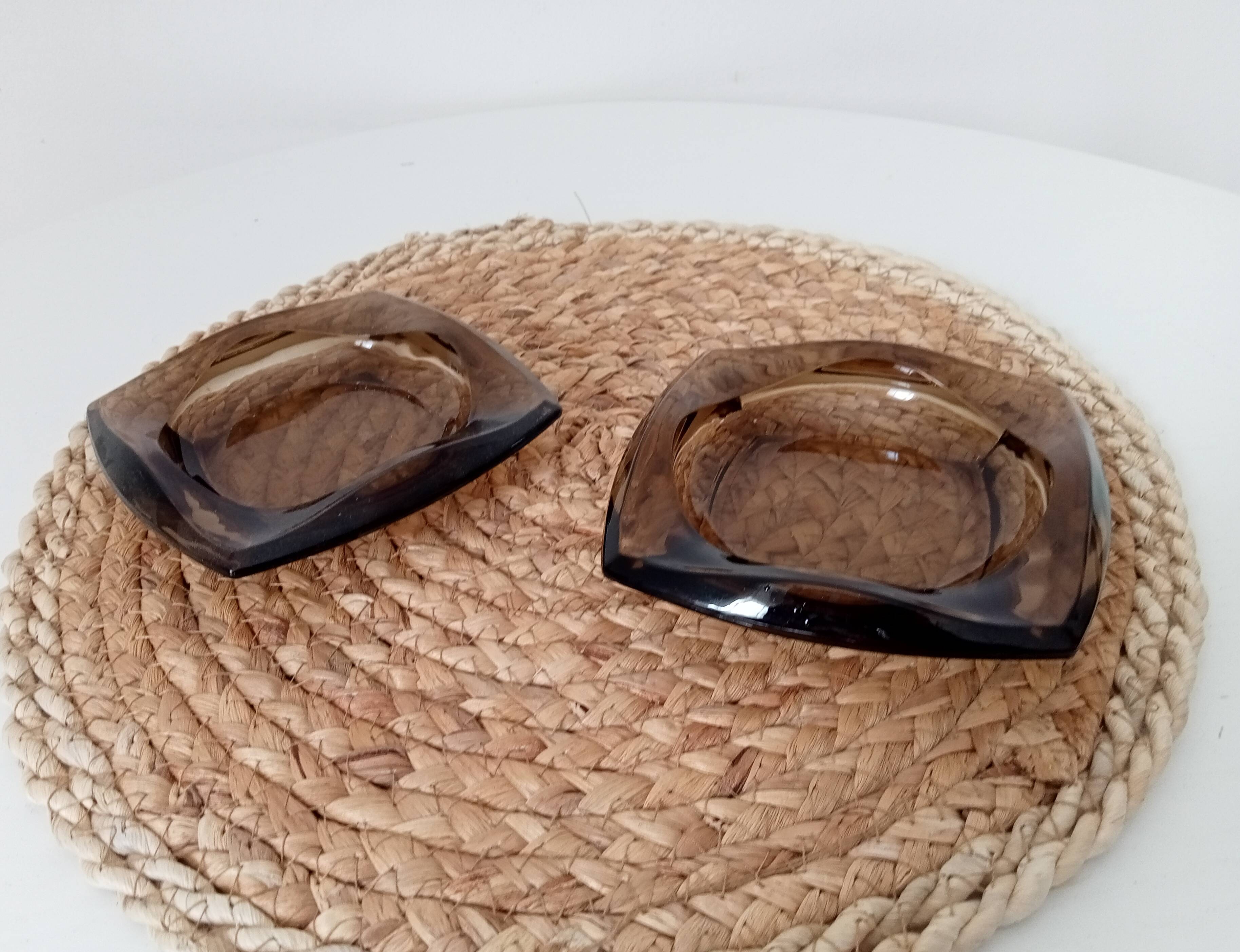 Vintage Luminarc smoked glass ashtray from the 60s