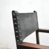 Fauteuil coffre en bois, XIX ème