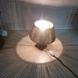 Lampe brutaliste des années 60 en bois et corde