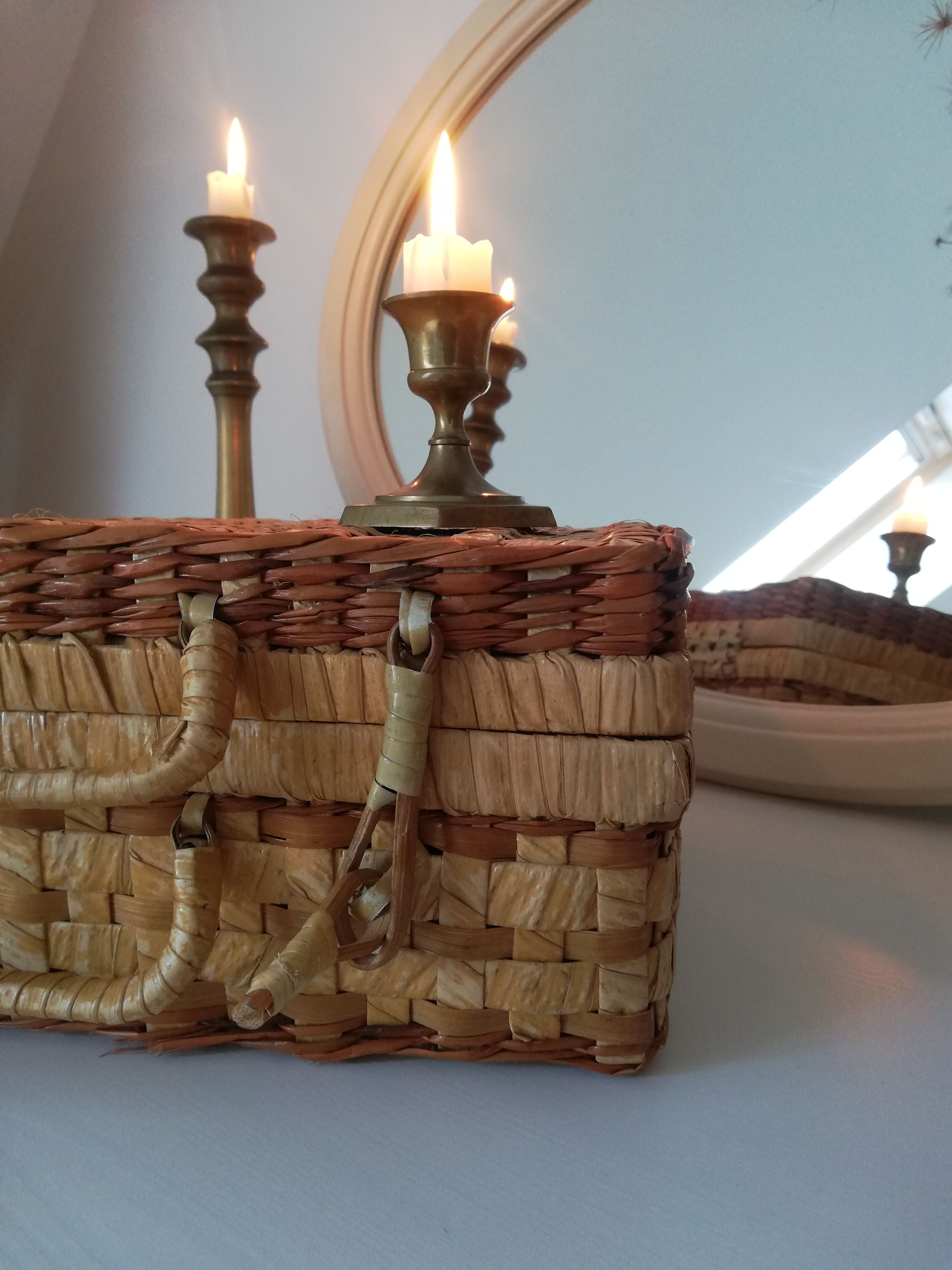 Vintage wicker suitcase