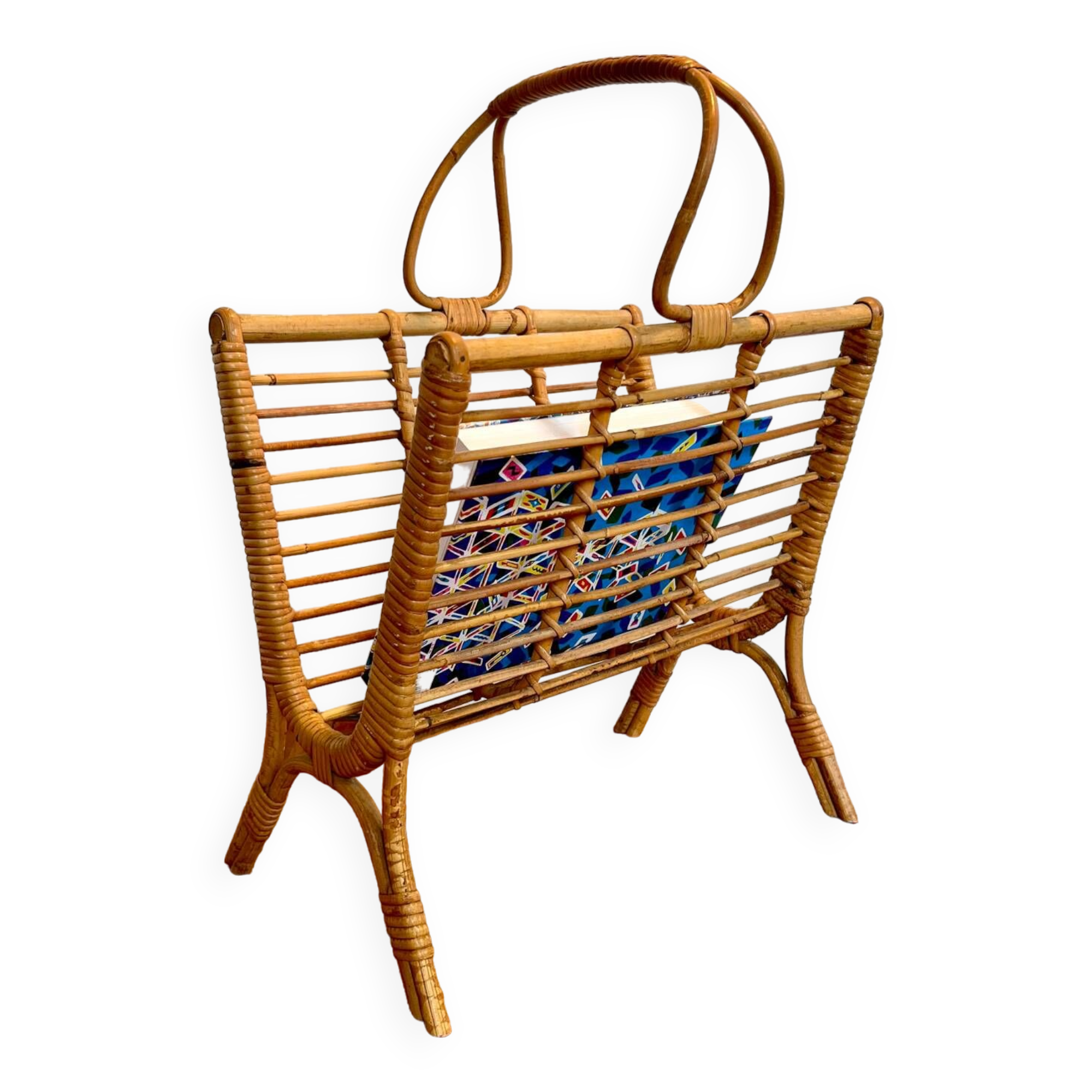Rattan magazine rack
