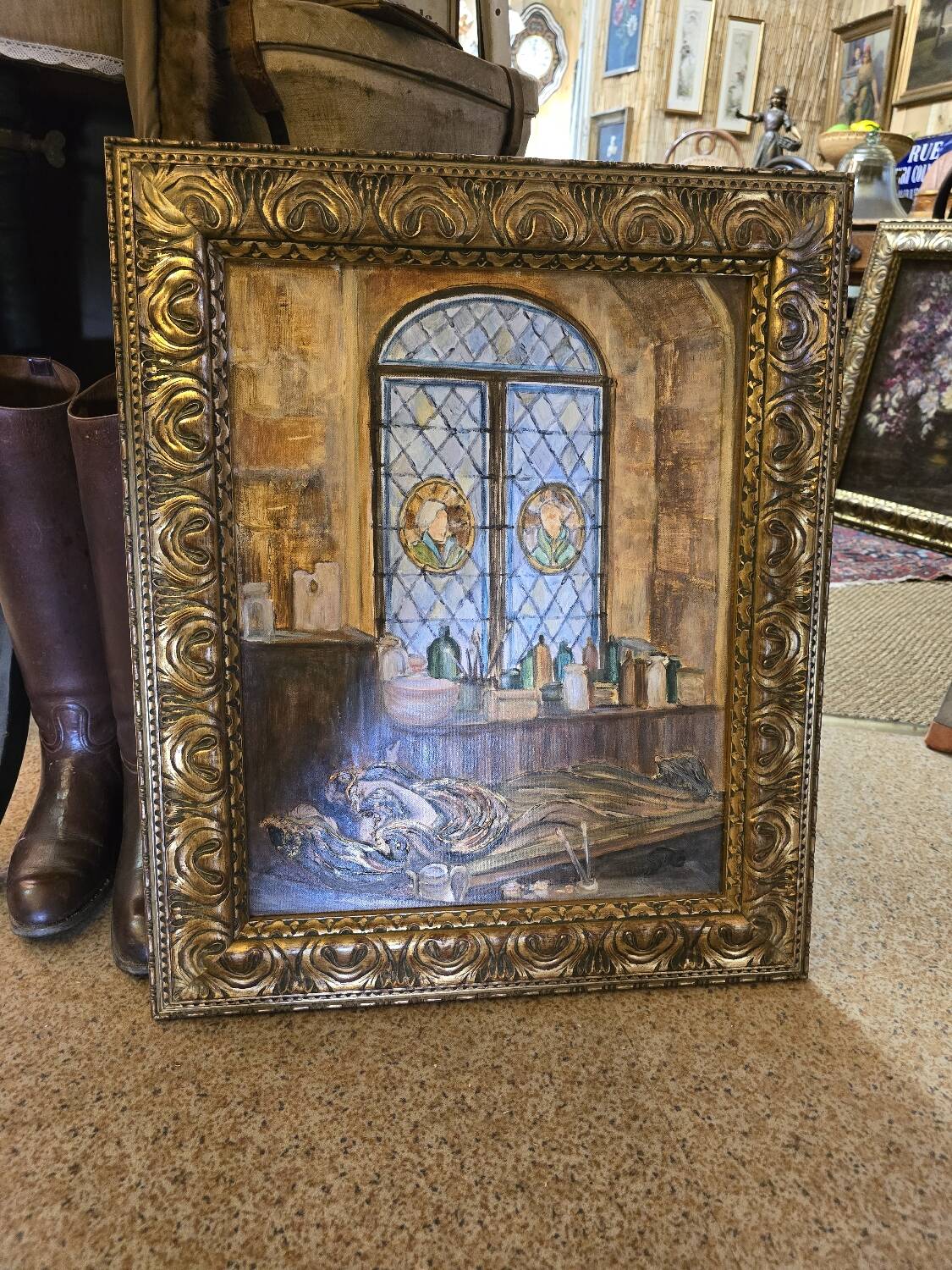 Oil on canvas "the artist's studio"