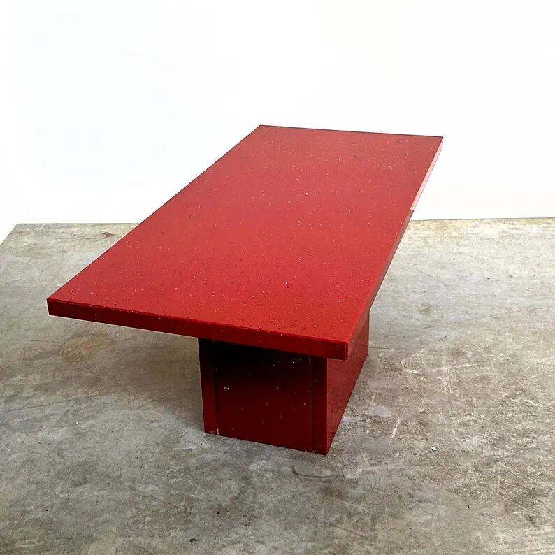 Vintage Italian Coffee Table in Red Granite with Silver Flecks, 1980s