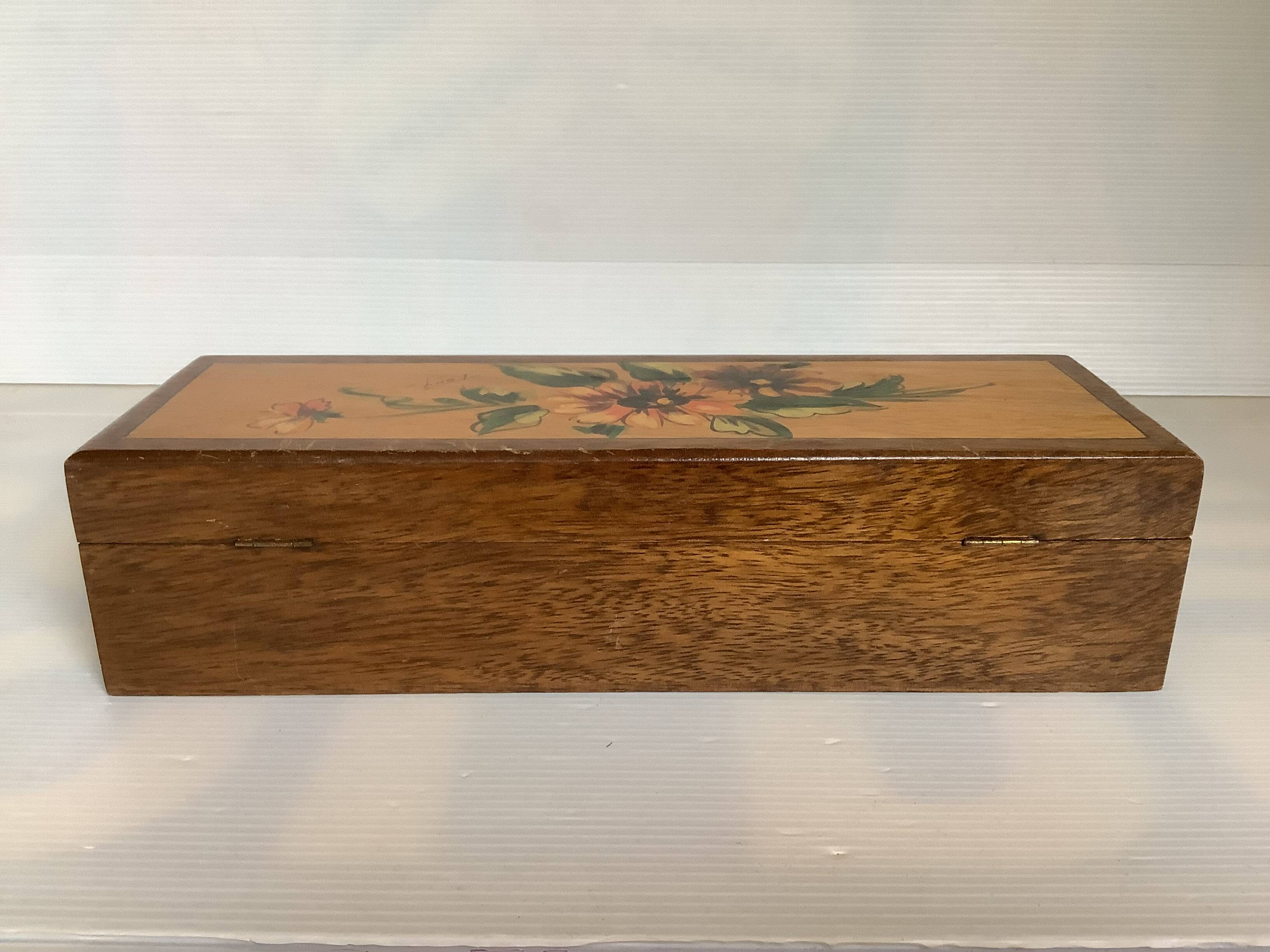 Hand decorated wooden box