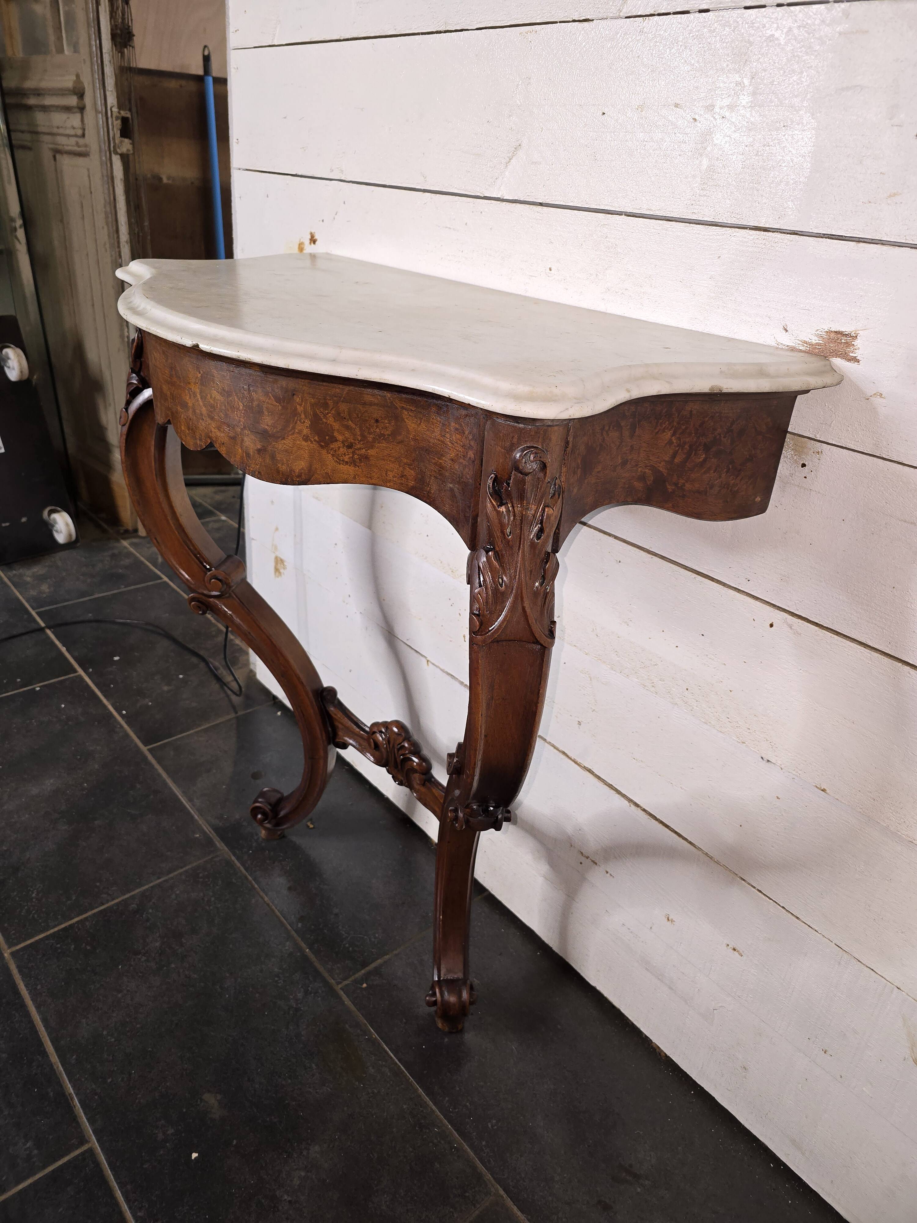 Antique Louis XV style curved console in walnut