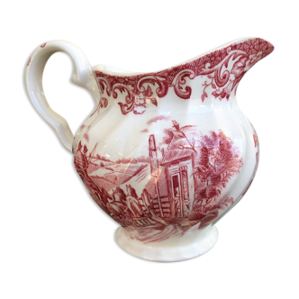 Pitcher with floral and country decoration