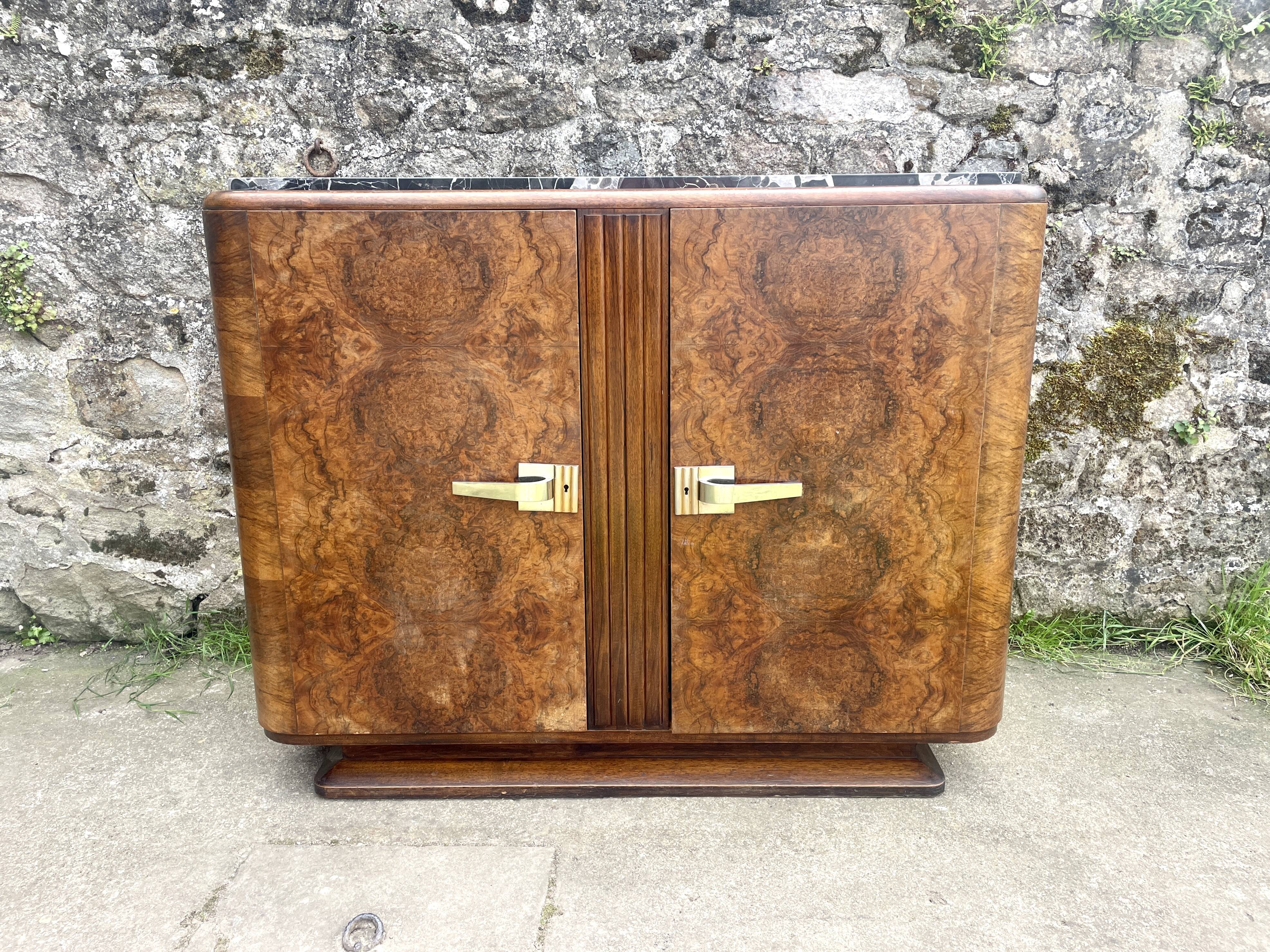 Low sideboard in black marble, Art Deco, 1930s