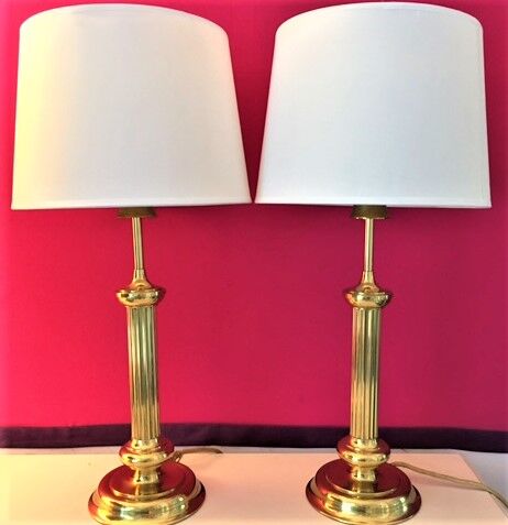 Pair of Art Deco brass lamps, Germany 1960