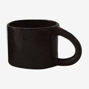 Small black stoneware mug